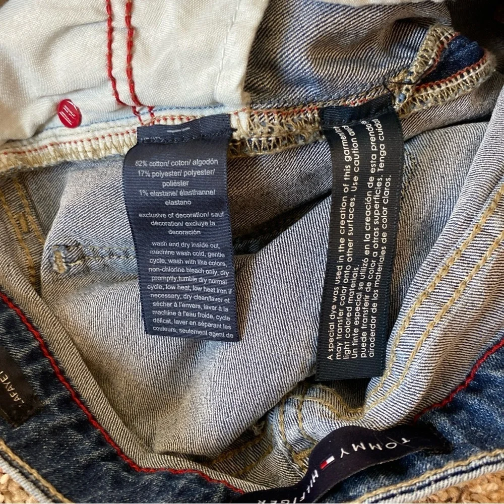 Tommy Hilfiger Lafayette High Rise Flare Jeans Size 2 Medium Wash Logo 90s Y2K